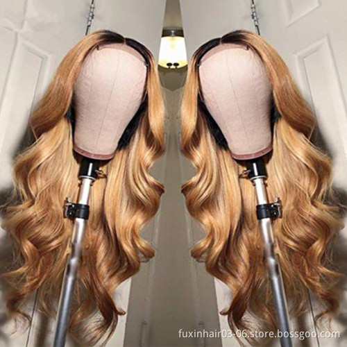 hd Lace Front Wig Brown Colored Remy Hair Bleached Knots Wigs Golden Body Wave Brown Wig Human Hair Brazilian Hair Swiss Lace